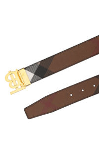 Reversible Monogram Motif Check Belt - Brown / Black