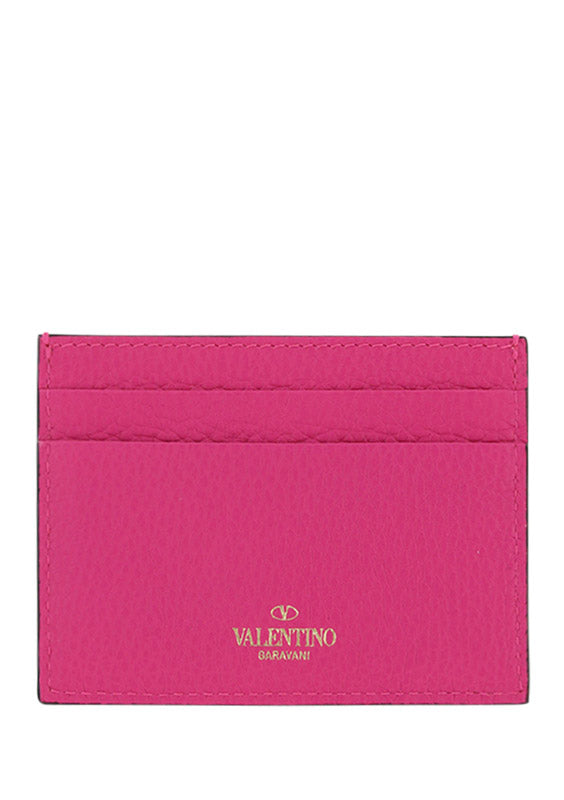 Rockstud Leather Card Case - Pink PP