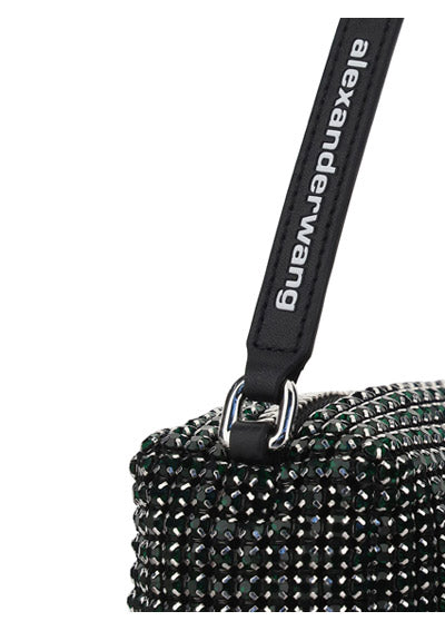 Heiress Medium Pouch Bag in Rhinestone Mesh