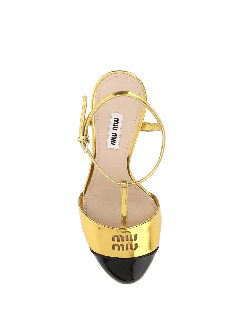 Metallic Technical Fabric And Patent Leather Pumps - Golden