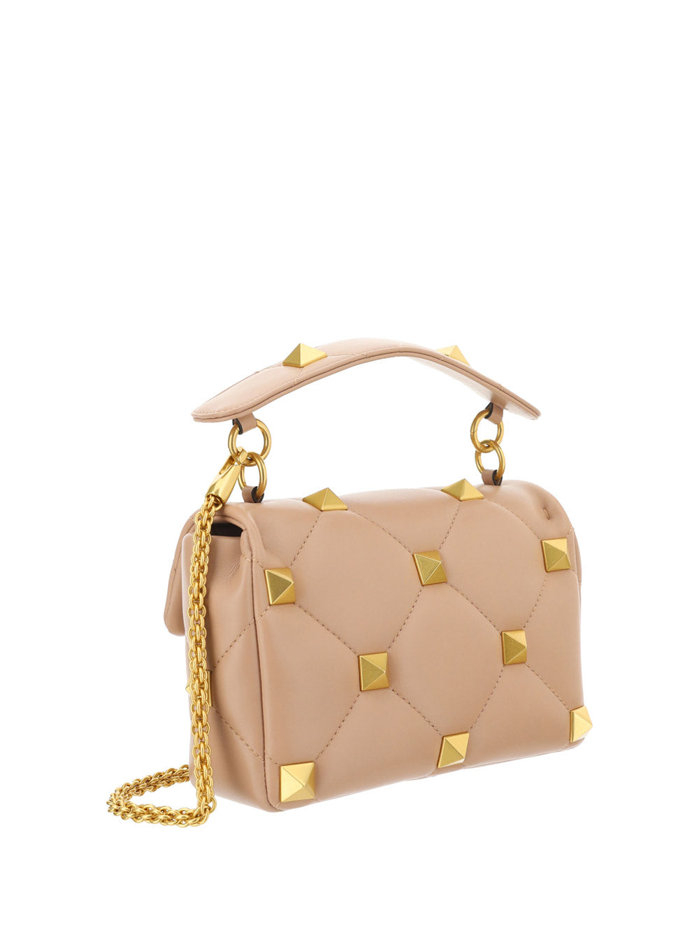 Medium Roman Stud The Shoulder Bag In Nappa With Chain - Beige
