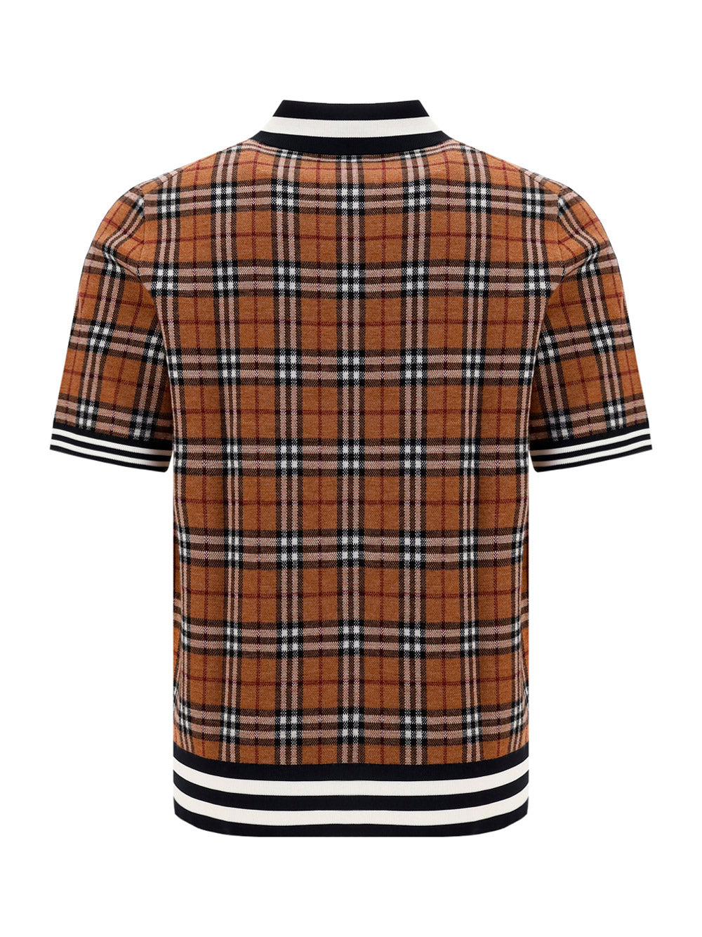 Monogram Motif Check Wool Jacquard Polo Shirt - Birch Brown