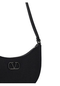 Mini Vlogo Signature Grainy Calfskin Hobo Bag - Black