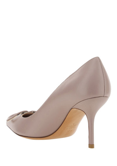 VLogo Signature Embellishment Calfskin Pump - Poudre