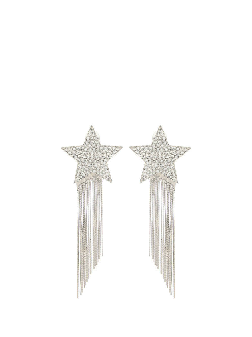 Star Earrings With Brass Chains - Palladium