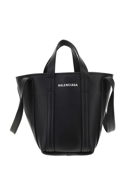 Everyday XS North-South Shoulder Tote Bag In Grained Calfskin - Black