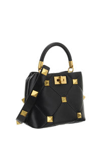 Small Roman Stud The Handle Bag In Nappa - Black