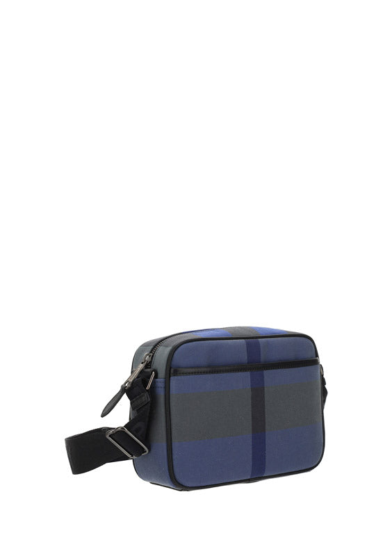 Check Cotton Crossbody Bag - Oceanic Blue