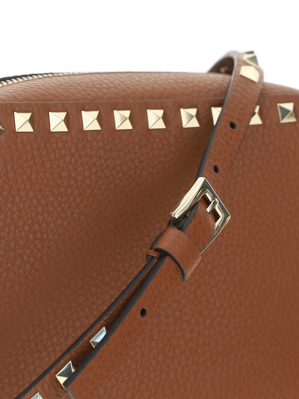 Small Rockstud Calfskin Crossbody Bad - Tan.