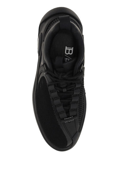 Reflective Material and Mesh B-Runner Sneakers - Black