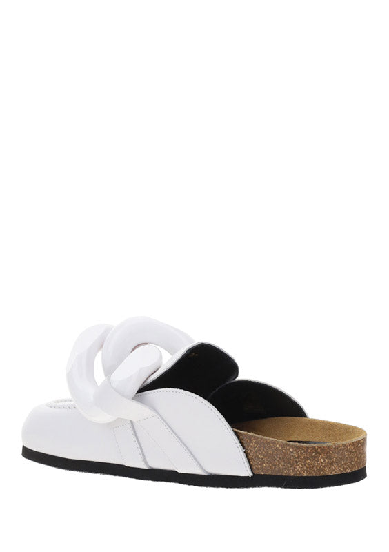 Chain Loafer Mules - White