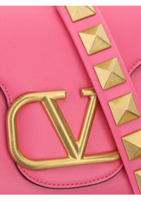 Stud Sign Nappa Shoulder Bag - Pink