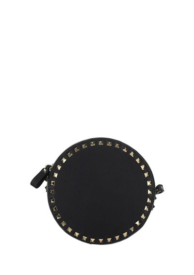 Rockstud Round Shoulder Bag - Black