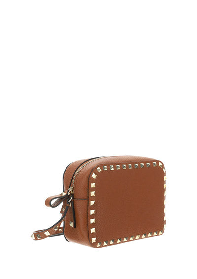 Small Rockstud Calfskin Crossbody Bad - Tan.
