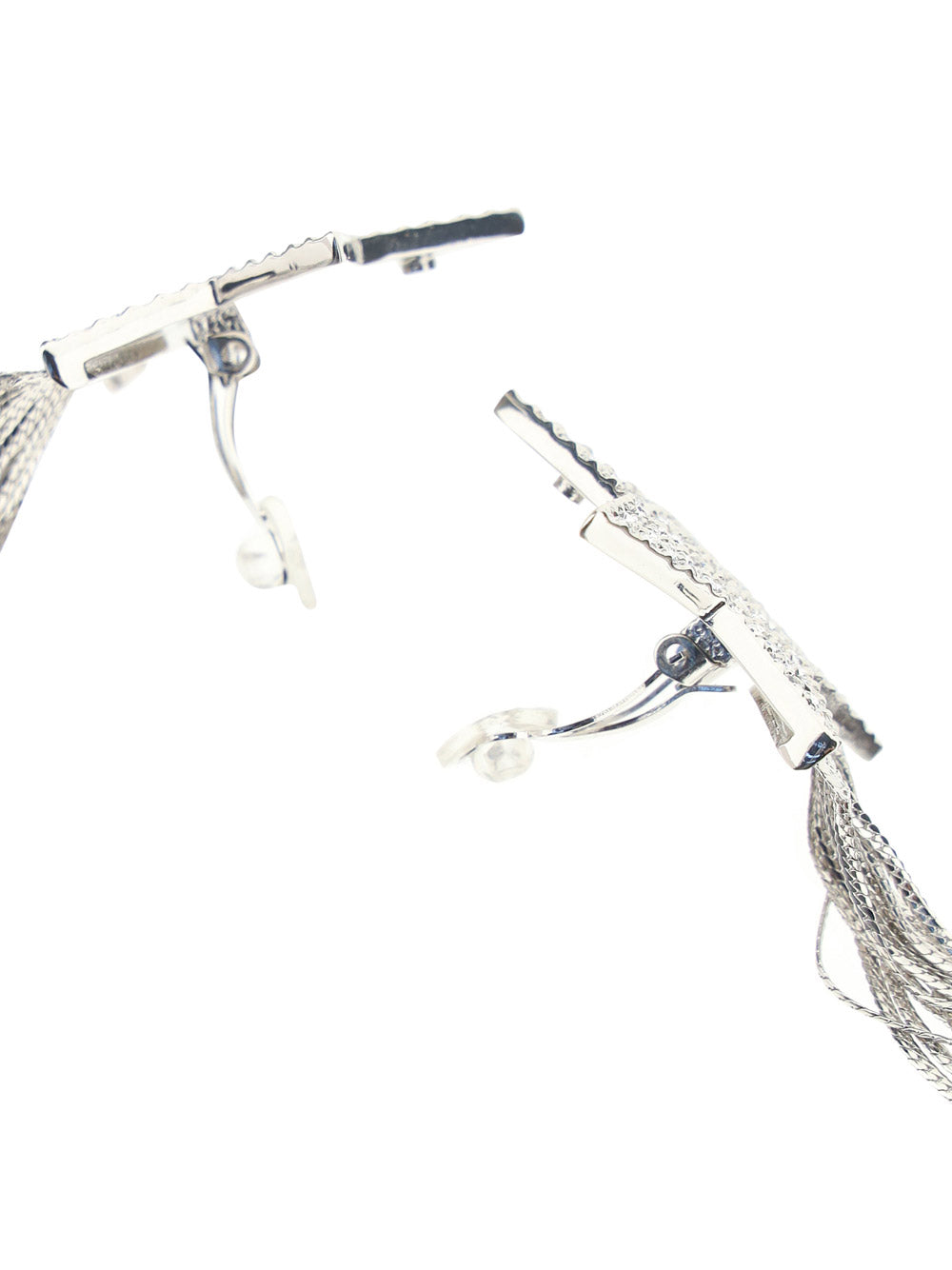 Star Earrings With Brass Chains - Palladium