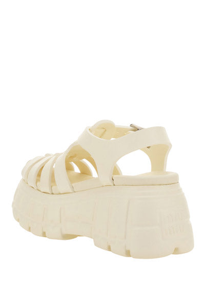 Rubber Platform Sandals - White