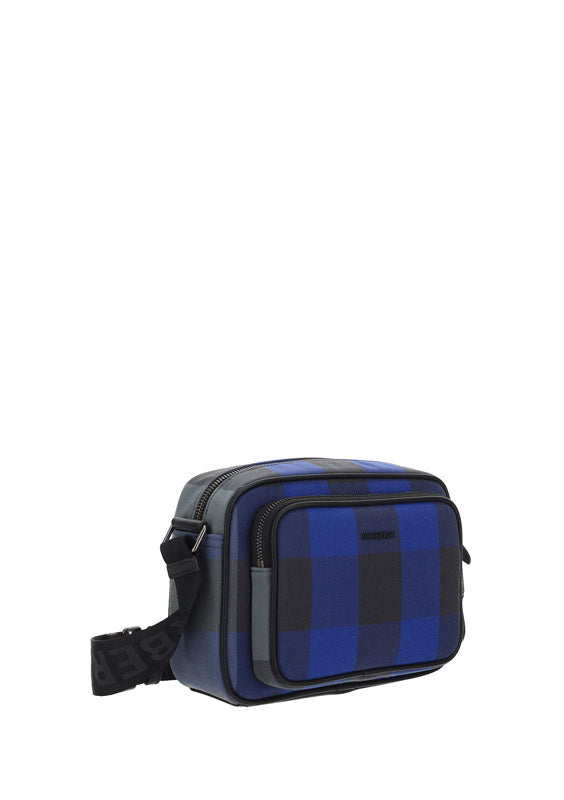 Check Cotton Crossbody Bag - Oceanic Blue