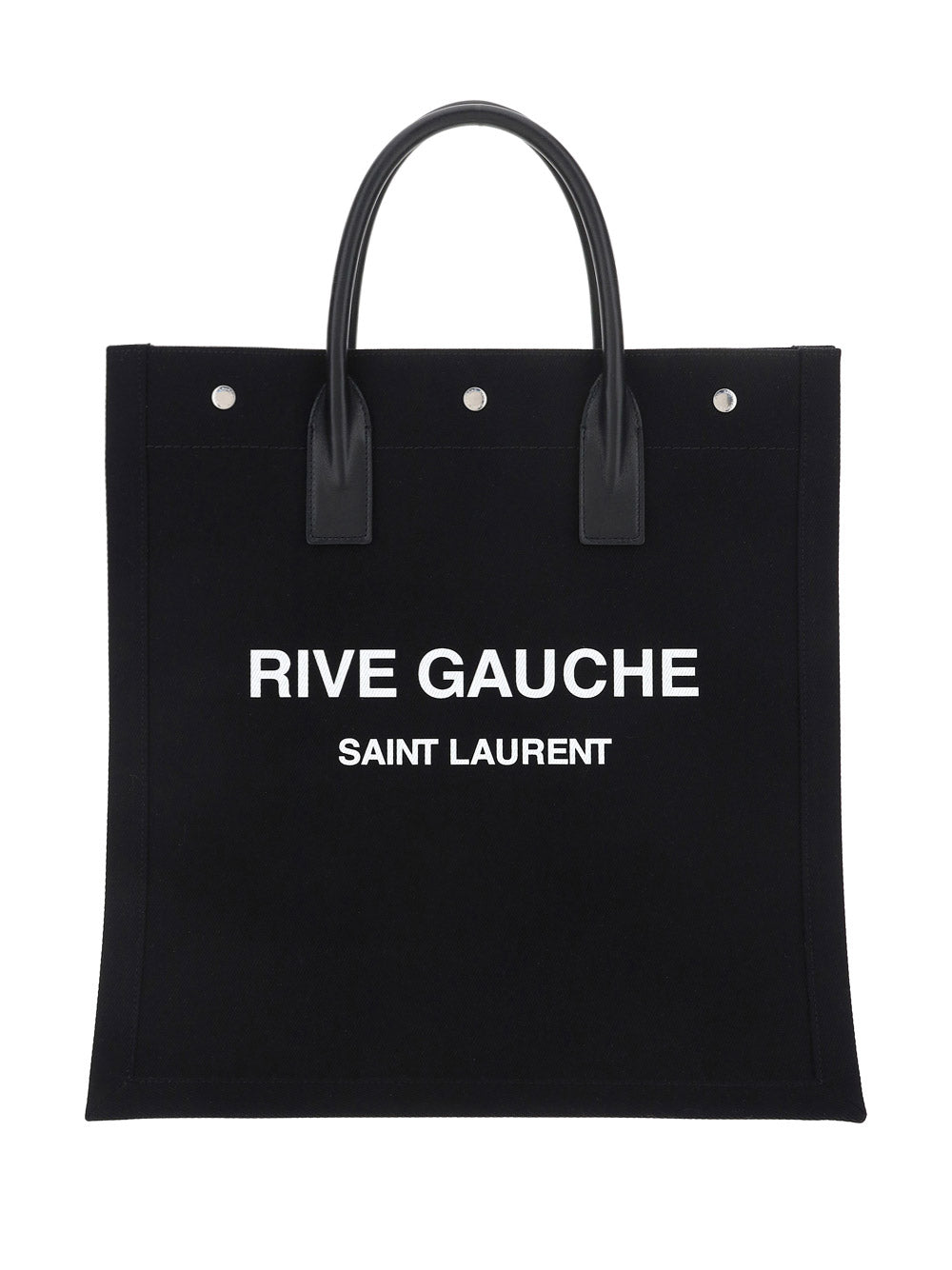 Rive Gauche N/S Tote Bag In Printed Canvas And Leather - Black