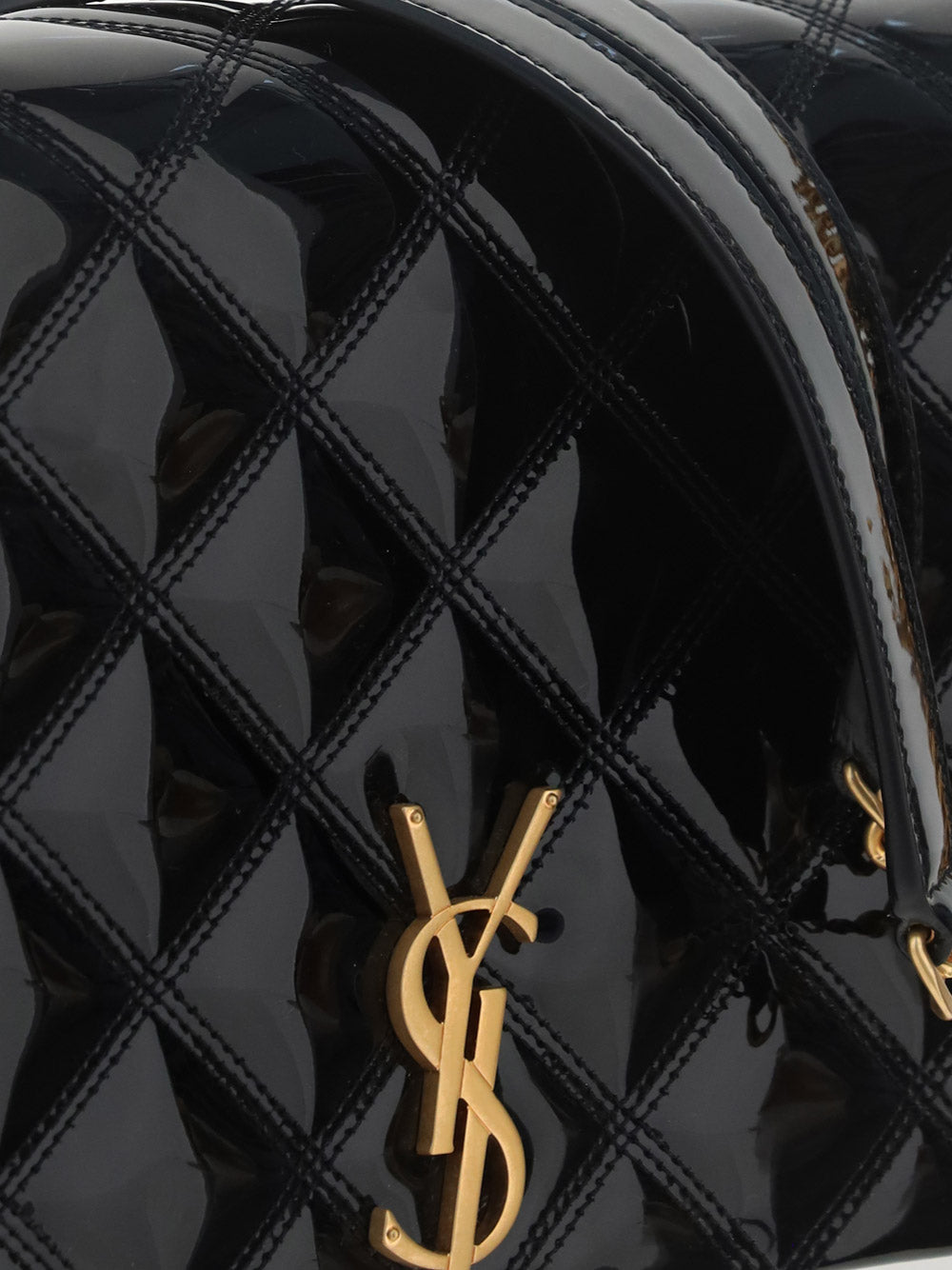 Women's Black Becky Mini Chain Bag In Quilted Patent Leather - Black