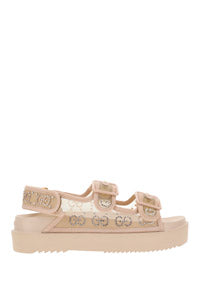 Women's GG Sandal with Crystals - Rose Beige
