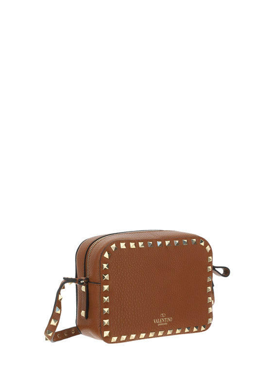 Small Rockstud Calfskin Crossbody Bad - Tan.