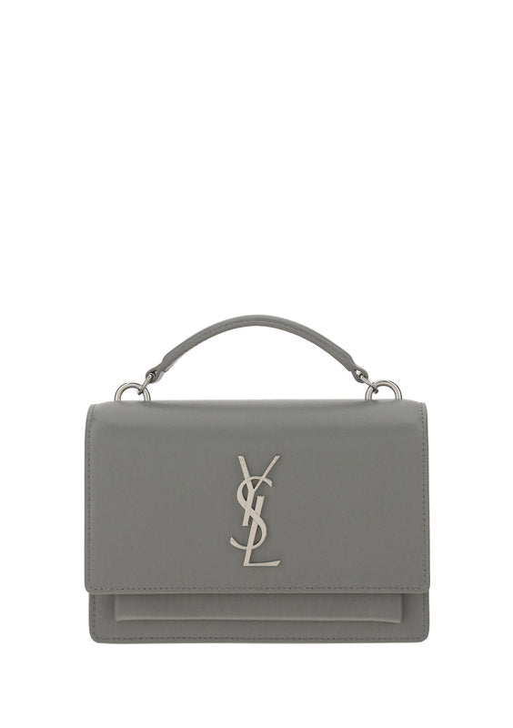 Sunset Chain Wallet Bag in Smooth Leather - Grey