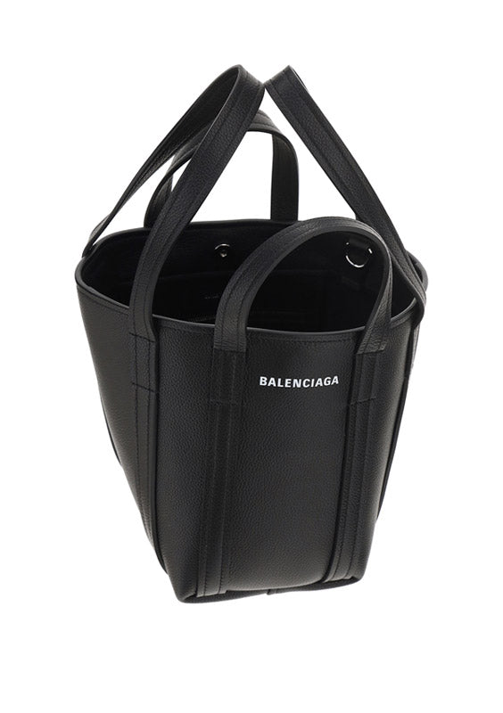 Everyday XS North-South Shoulder Tote Bag In Grained Calfskin - Black