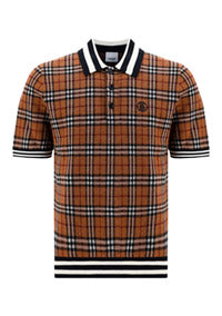 Monogram Motif Check Wool Jacquard Polo Shirt - Birch Brown
