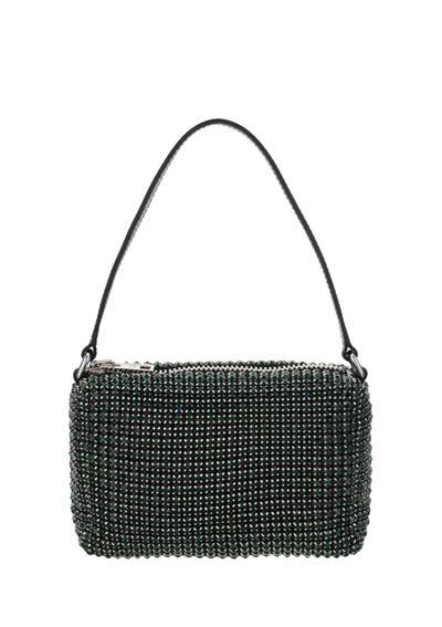 Heiress Medium Pouch Bag in Rhinestone Mesh