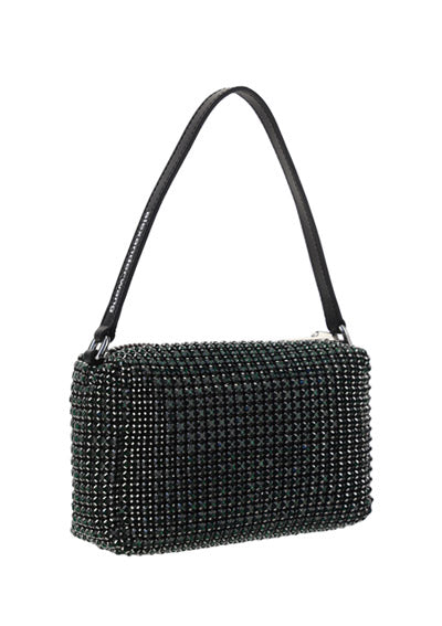 Heiress Medium Pouch Bag in Rhinestone Mesh