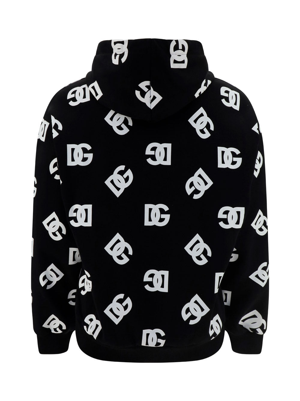 Jersey Hoodie with All-over DG Print - Black/White