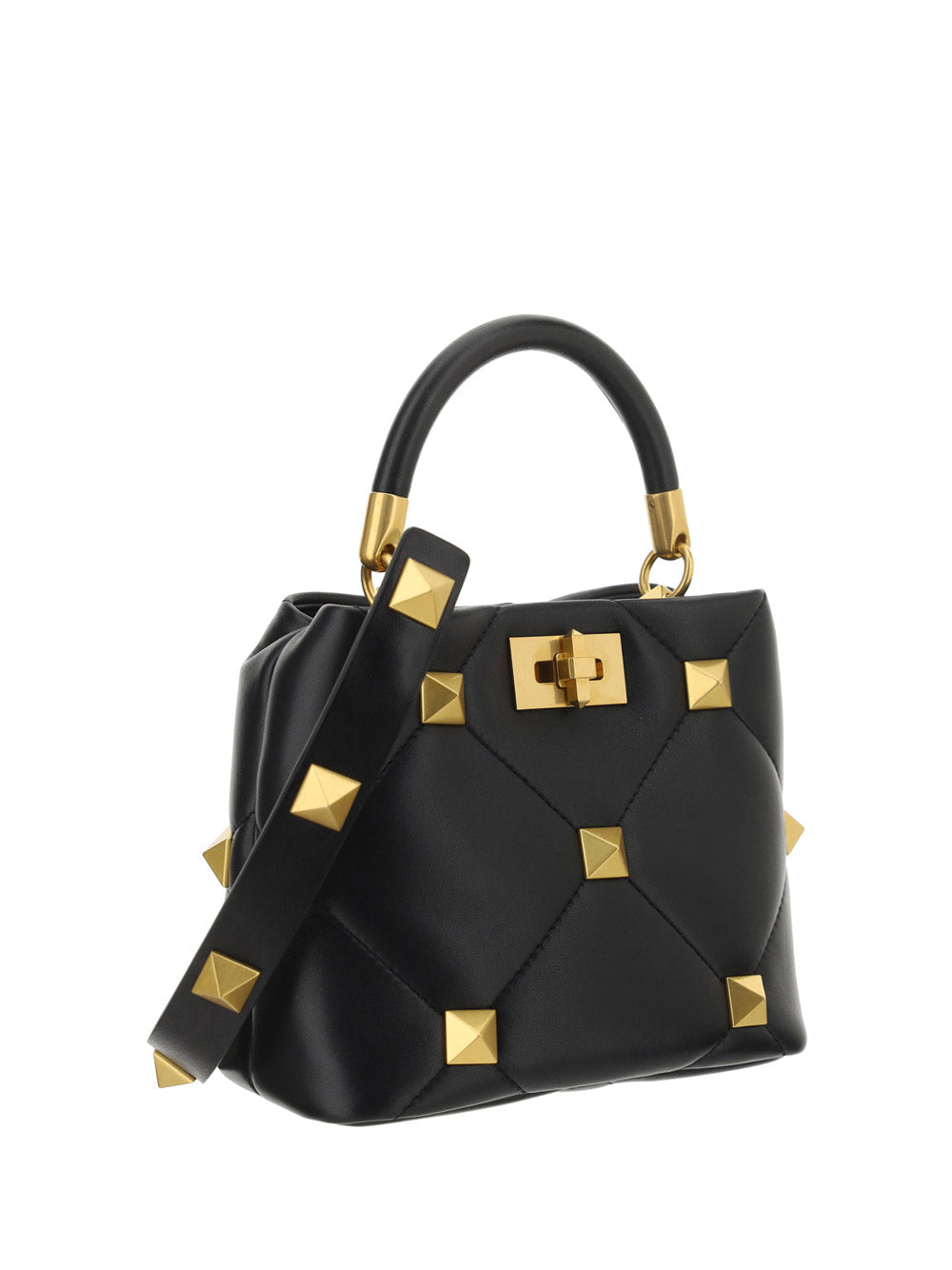 Small Roman Stud The Handle Bag In Nappa - Black
