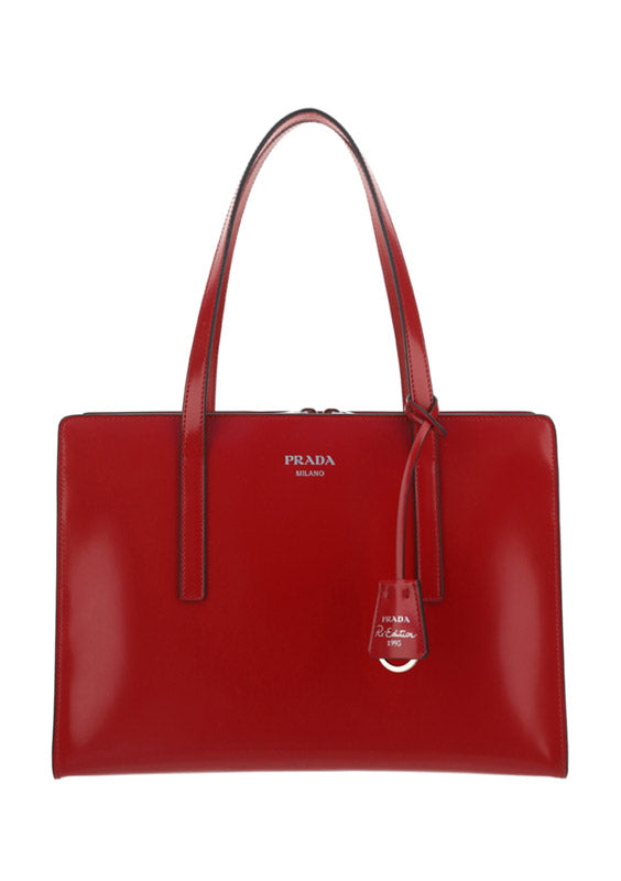 Prada Re-Edition 1995 Brushed Leather Medium Handbag - Scarlet Red