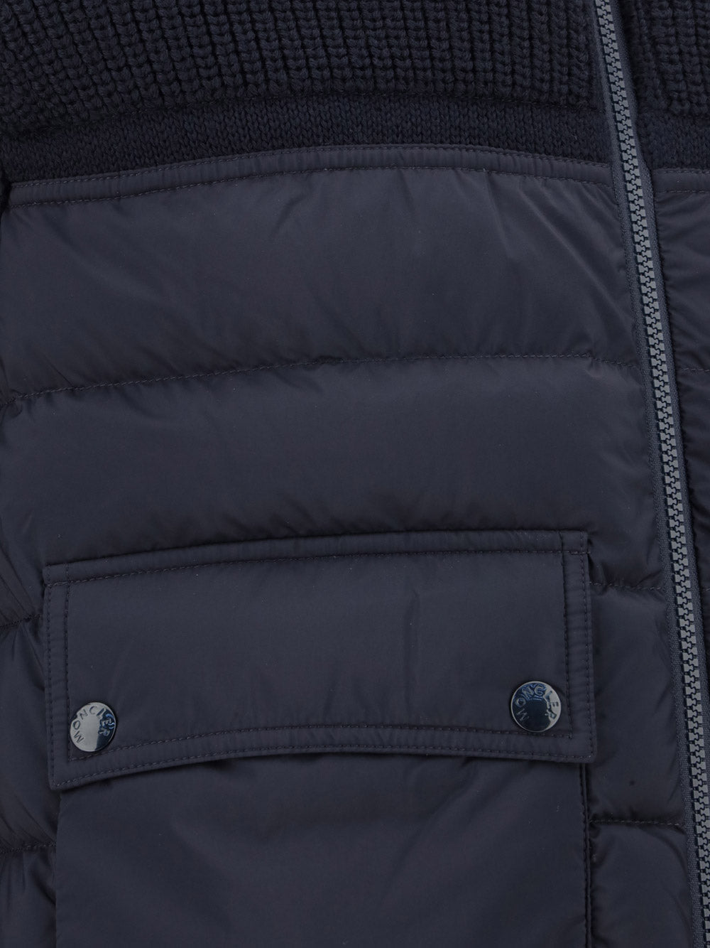 Padded Wool Cardigan - Navy
