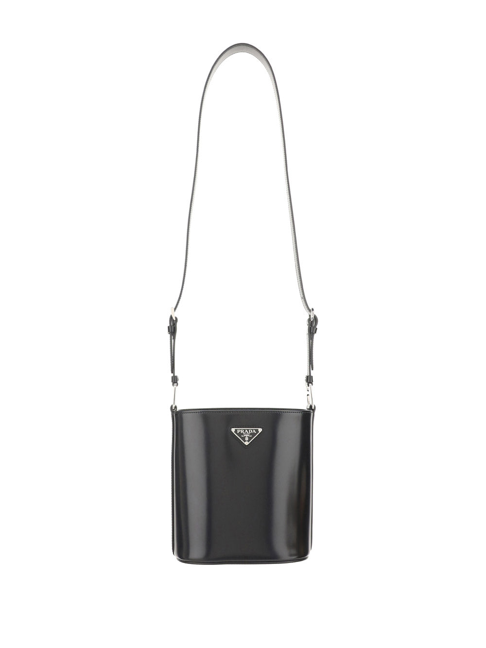 Brushed Leather Bucket Shoulder & Crossbody Bag - Black.