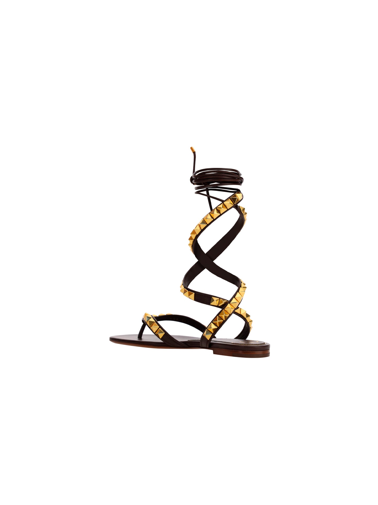 Rockstud No Limit Nappa Flat Thong Sandal - Dark Brown