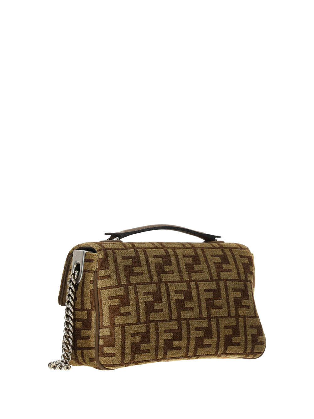 FF Tapestry Baguette Chain Midi Bag - Brown