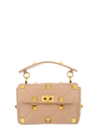 Medium Roman Stud The Shoulder Bag In Nappa With Chain - Beige