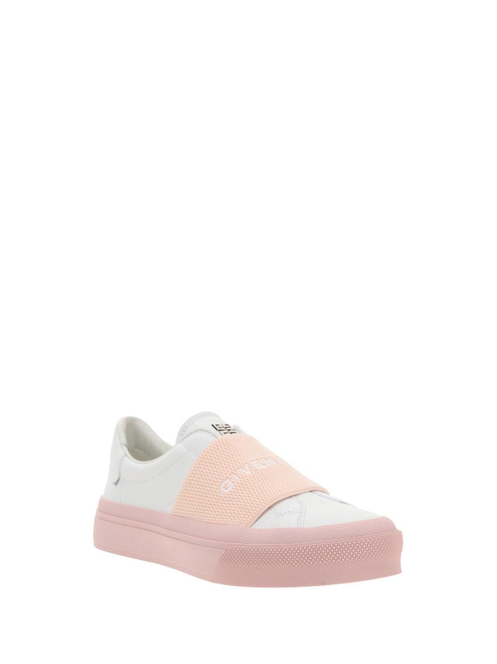 Sneakers In Leather With Givenchy Webbing - White / Powder Pink