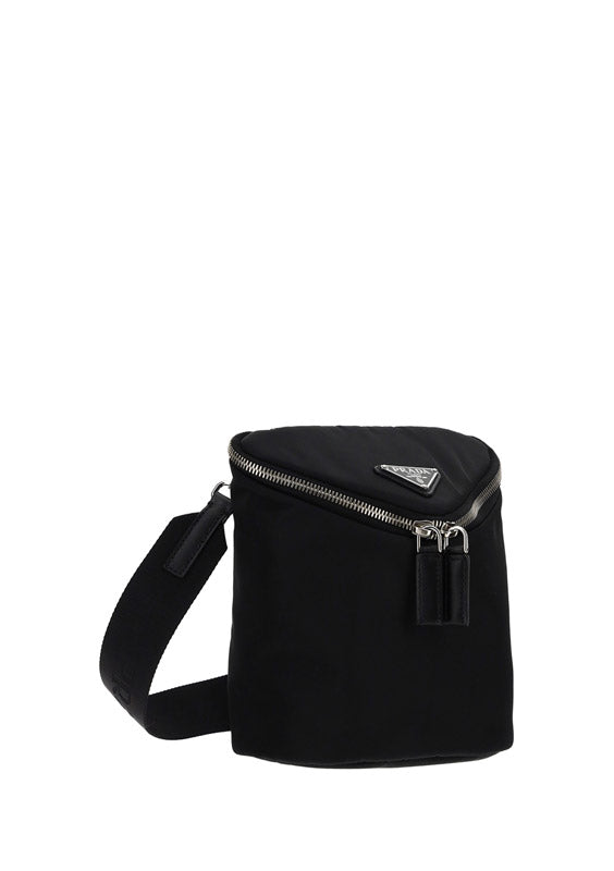 Re-Nylon and Leather Shoulder Bag - Black