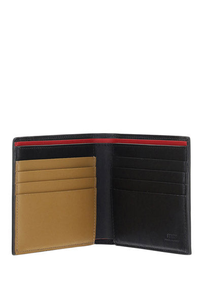 Bi-fold Wallet - Black/Red/Beige