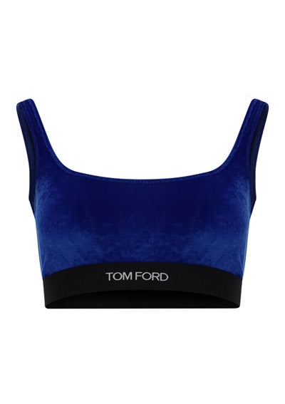 Stretch Velvet Bralette - Yves Blue