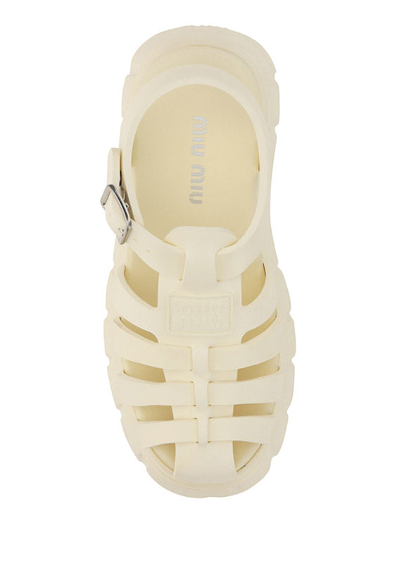 Rubber Platform Sandals - White