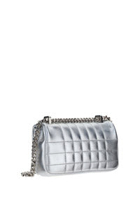 Quilted Metallic Leather Mini Lola Bag - Silver