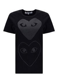 Tonal Heart Print T-shirt - Black.