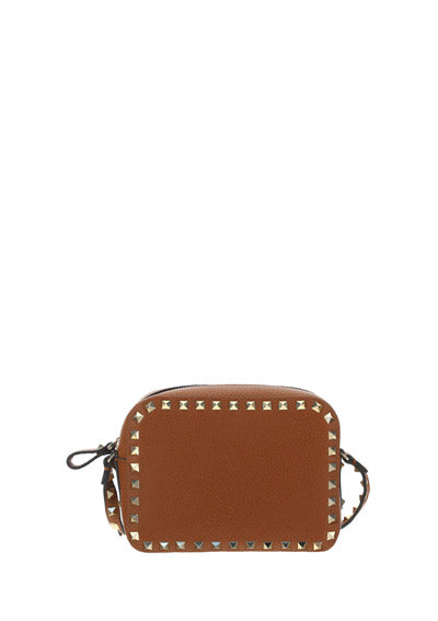Small Rockstud Calfskin Crossbody Bad - Tan.