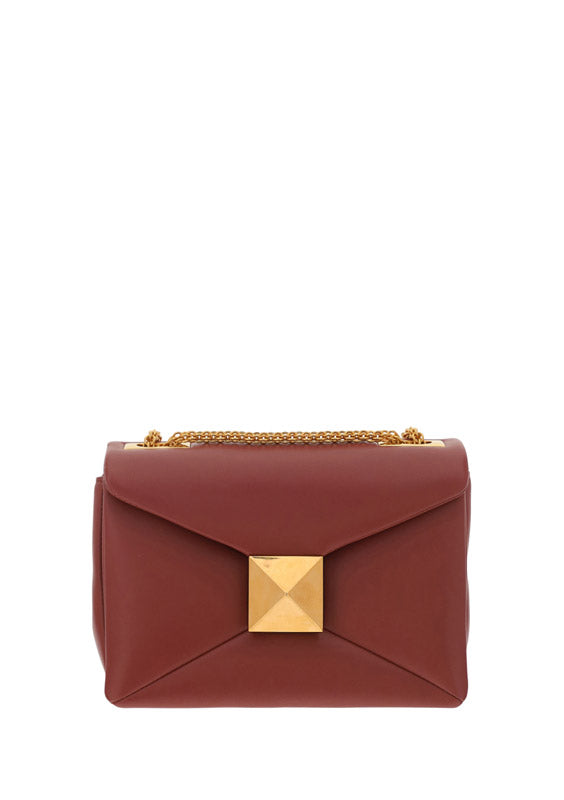 One Stud Nappa Bag With Chain - Gingerbread