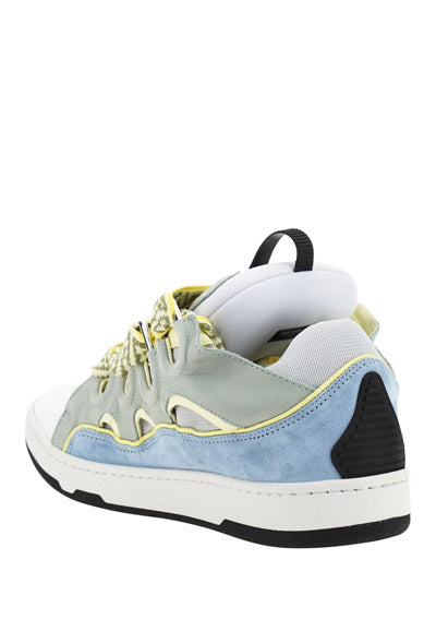 Leather Curb Sneakers - Grey / Blue