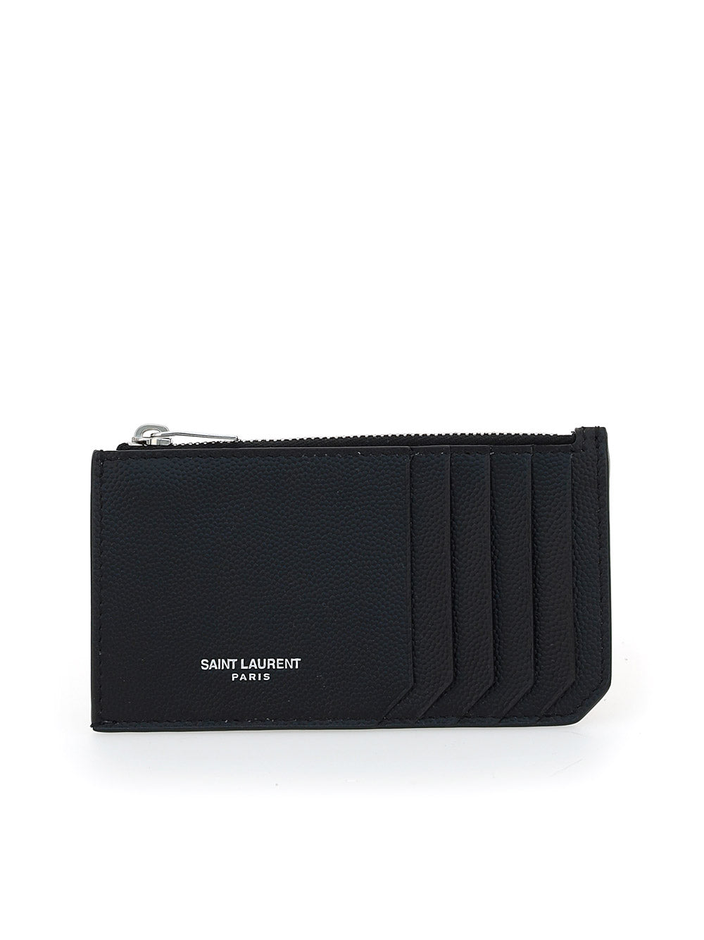 Fragments Zipped Card Case In Grain De Poudre Embossed Leather - Black