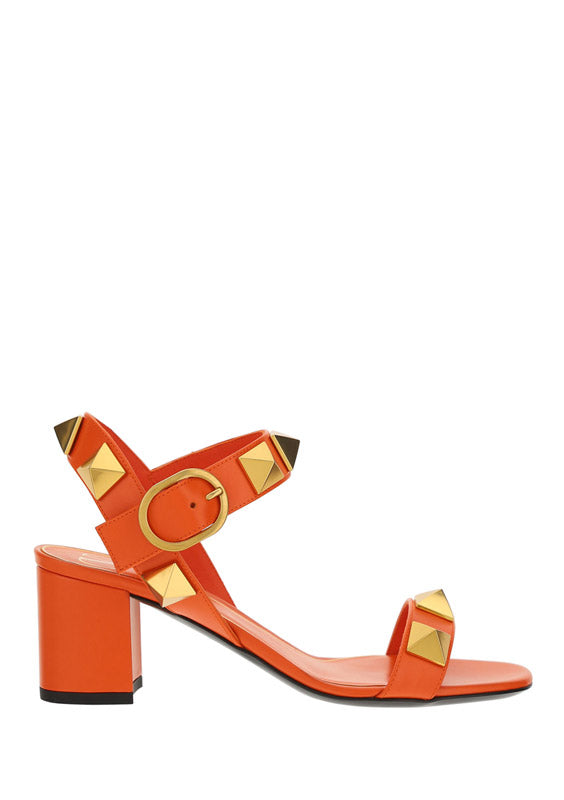 Roman Stud Calfskin Sandal 60MM - Orange